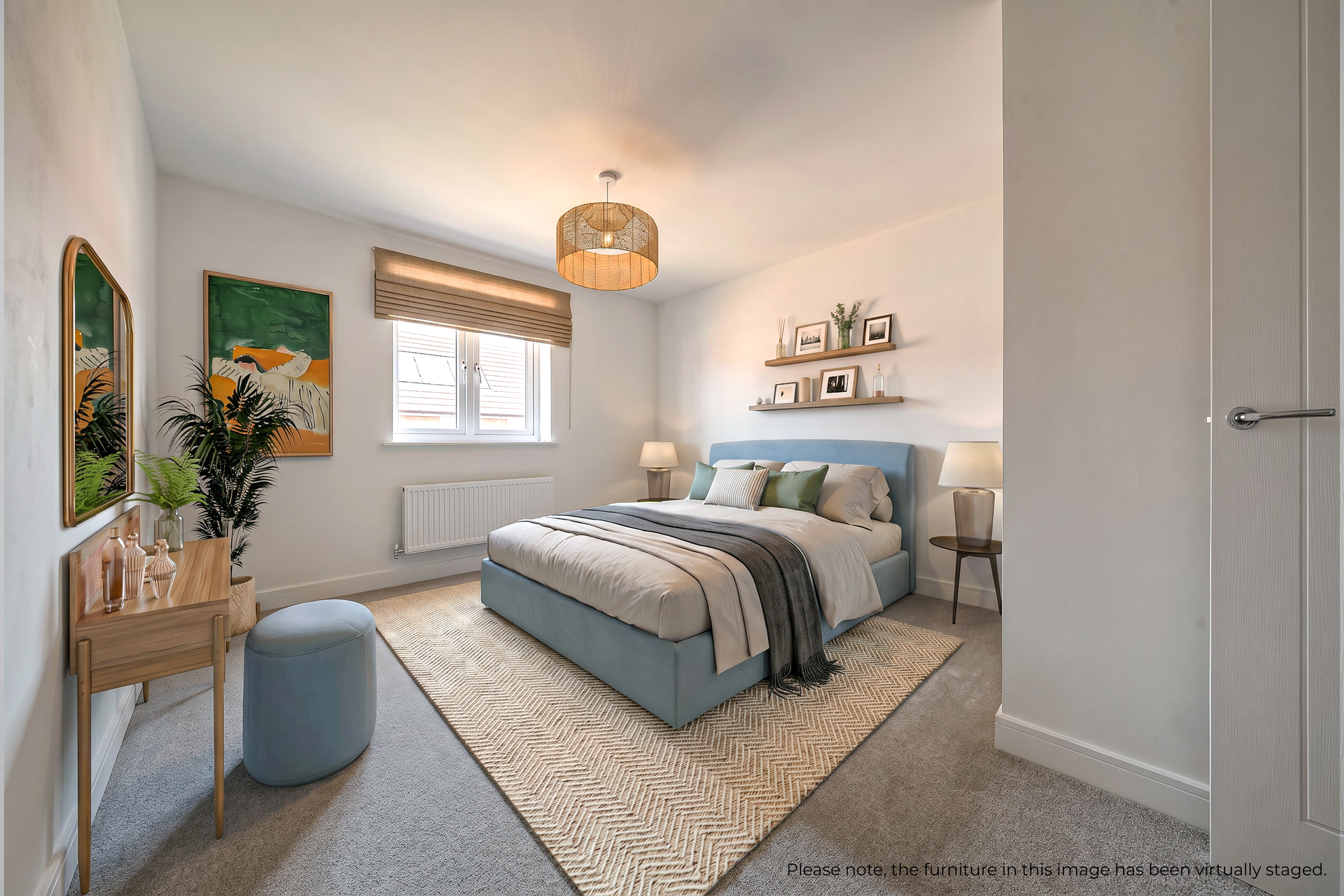 Virtual staging of a bedroom at Regis Park
